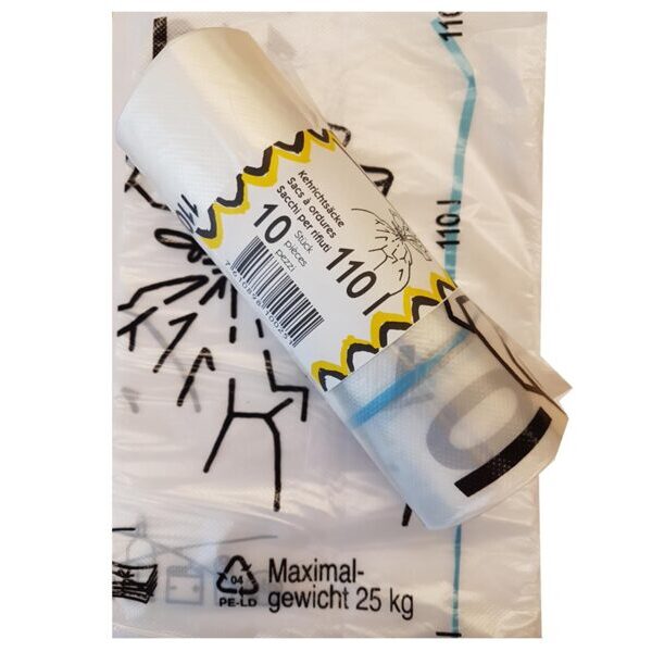 Abfallsack transparent mit Verschlussband 110 l